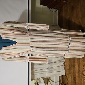 Maternity Striped Long Sleeve Maxi Dress With Breastfeeding Zippers